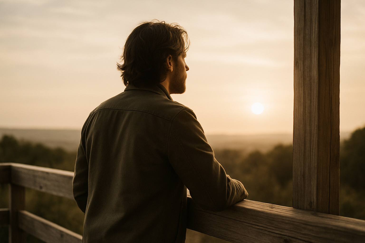 image of someone looking to horizon outside somewhere looking contemplative symbolizing thought