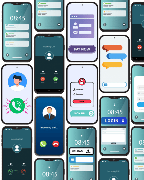 Phones filled with notifications, symbolizing stress and burnout in professionals