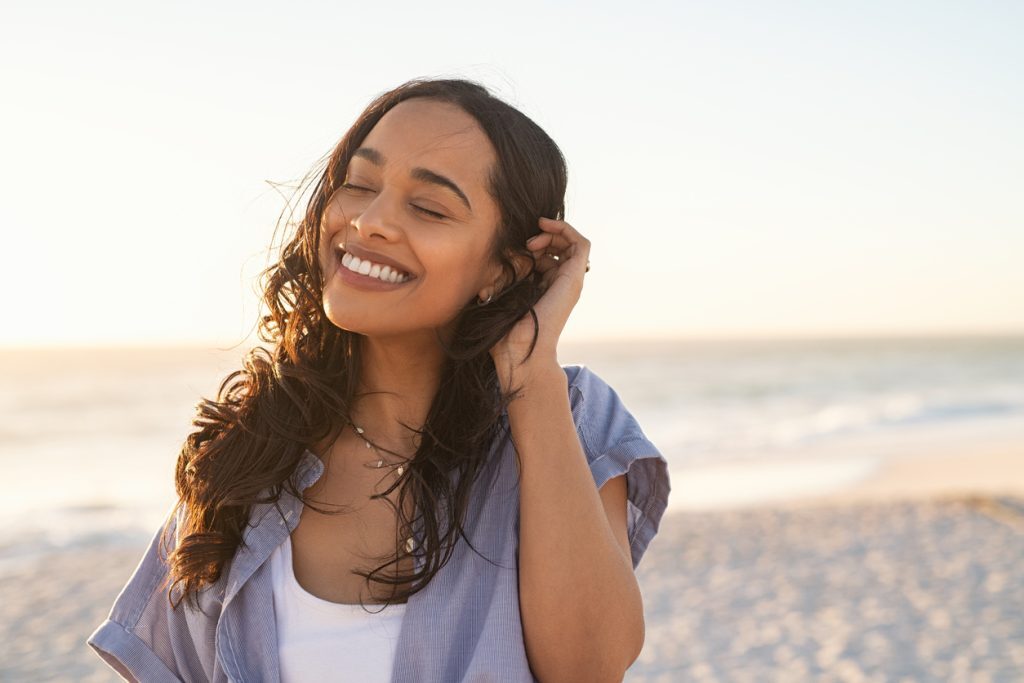 A beautiful girl is learning to accept and experience her emotions