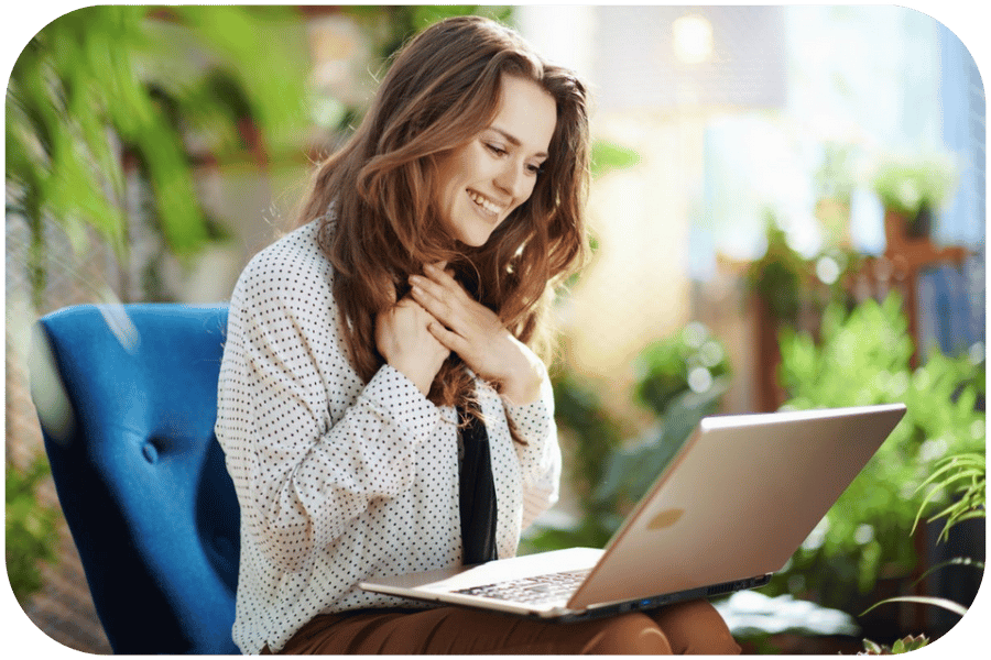 Online counselling session - woman using laptop talking to counsellor Online counselling session - woman using laptop talking to counsellor