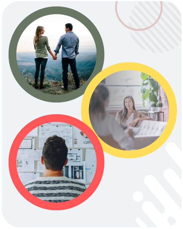 therapy methods graphic - showing clients in therapy with different environments